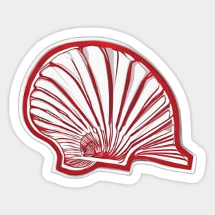 Elegant Red Scallop Shell Design No. 764 Sticker